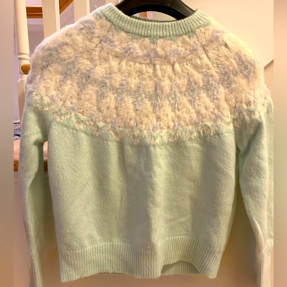 Ann Taylor Teal Fair Isle Sweater, M